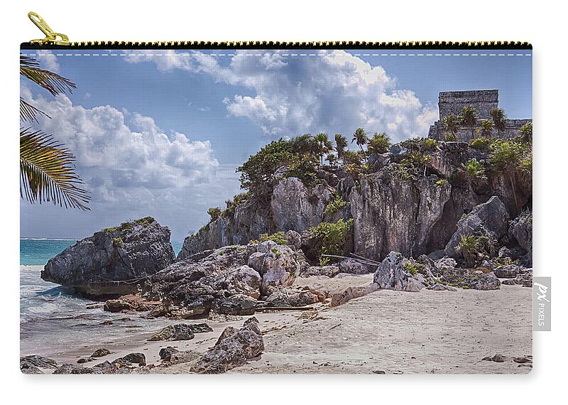 Tulum Zip Pouch featuring the photograph Tulum Mayan Ruins Mexico #2 by Tatiana Travelways