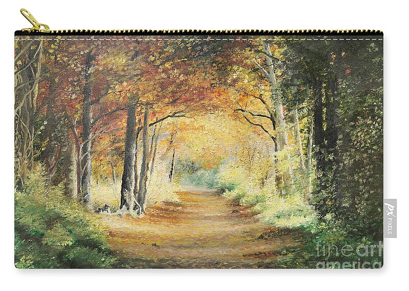 Tunnel Zip Pouch featuring the painting Tunnel in Wood by Sorin Apostolescu