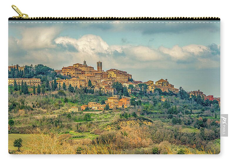 Montepulciano Carry-all Pouch featuring the photograph Tuscan Hill Town by Marcy Wielfaert