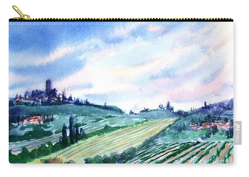 Landscape Zip Pouch featuring the painting Tuscany II by Petra Burgmann