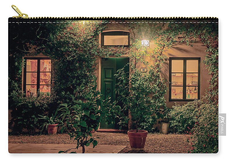 Tuscany Zip Pouch featuring the photograph Tuscany Italy Villa at Night by Joan Carroll