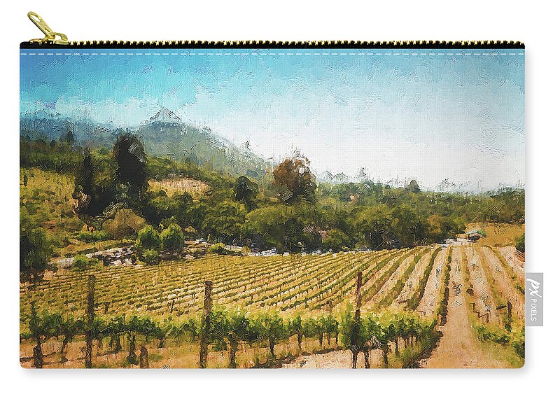Italian Landscape Zip Pouch featuring the painting Tuscany vineyards - 22 by AM FineArtPrints