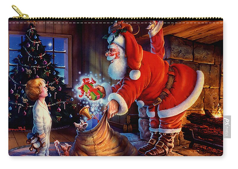 Michael Humphries Zip Pouch featuring the painting 'Twas the Night Before Christmas by Michael Humphries