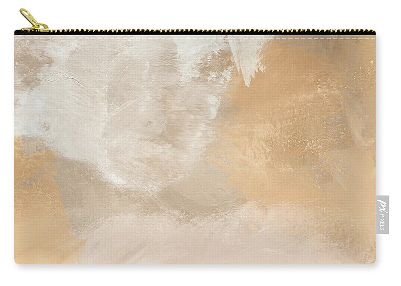 Neutral Zip Pouch featuring the painting Twilight Gold- Neutral Abstract Art by Linda Woods by Linda Woods
