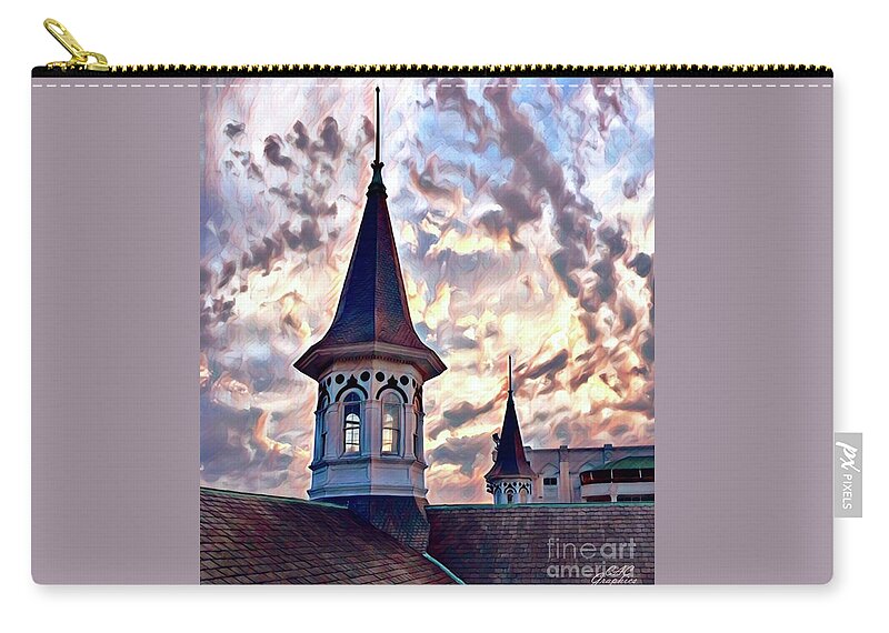 Churchill Downs Zip Pouch featuring the digital art Twin Spires by CAC Graphics