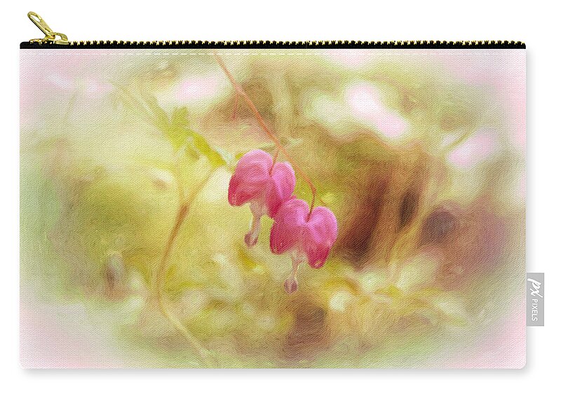 Flower Zip Pouch featuring the photograph Two Bleeding Hearts by Diane Lindon Coy