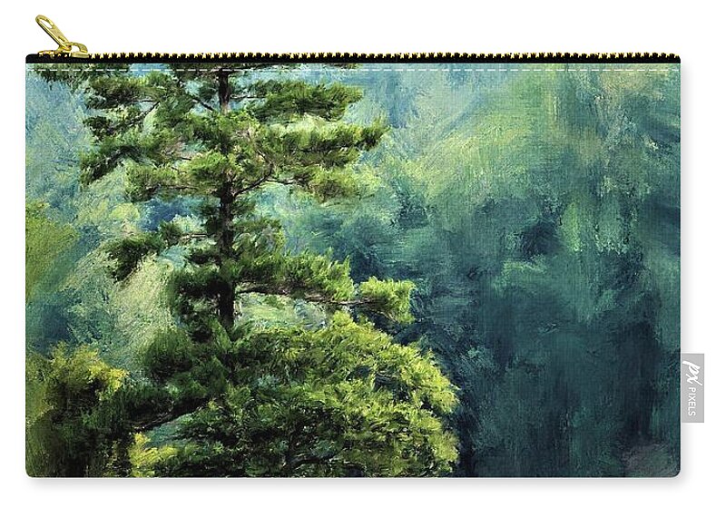 Lake Zip Pouch featuring the painting Two Guys and a Pond by Diane Chandler