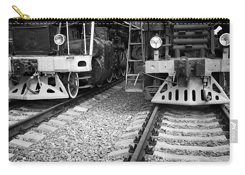 Train Zip Pouch featuring the photograph Two Locomotive by Savushkin