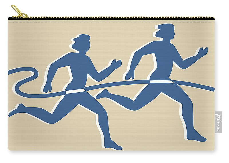 Accomplish Zip Pouch featuring the drawing Two Racers Crossing the Finish Line by CSA Images