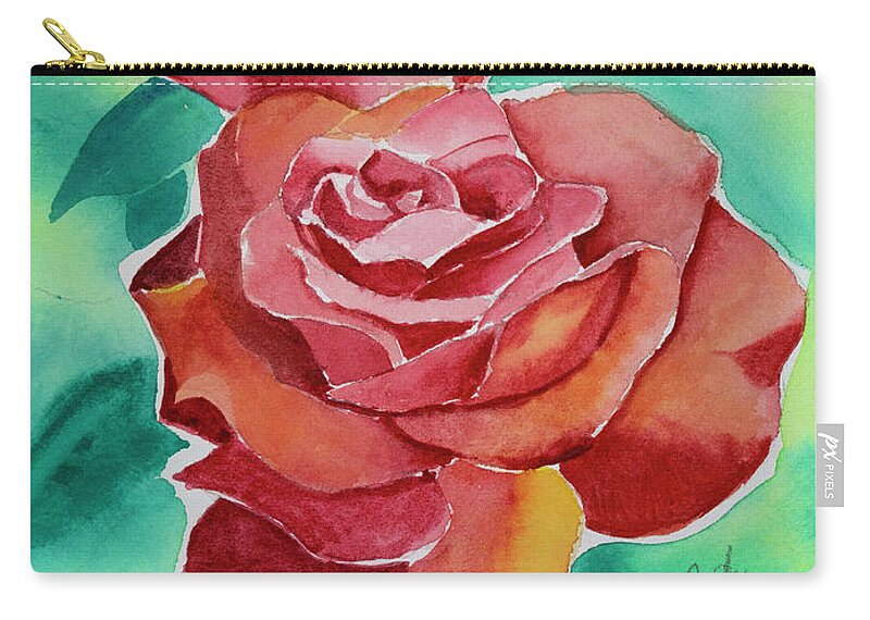 Roses Zip Pouch featuring the painting Two Roses by Allison Ashton