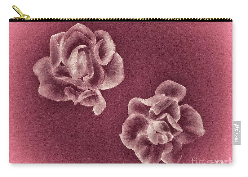 Rose Zip Pouch featuring the digital art Two Roses by Lois Bryan