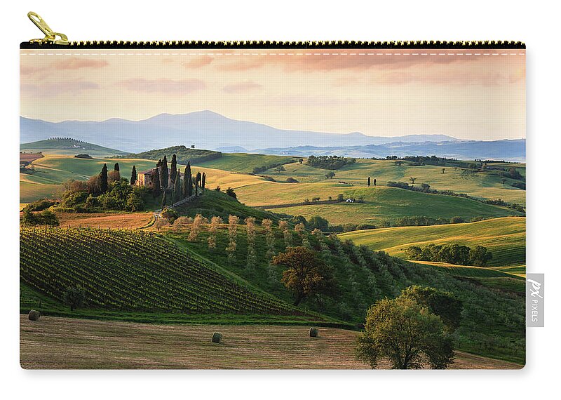 Scenics Zip Pouch featuring the photograph Typical Landscape In The Tuscany by Manu10319