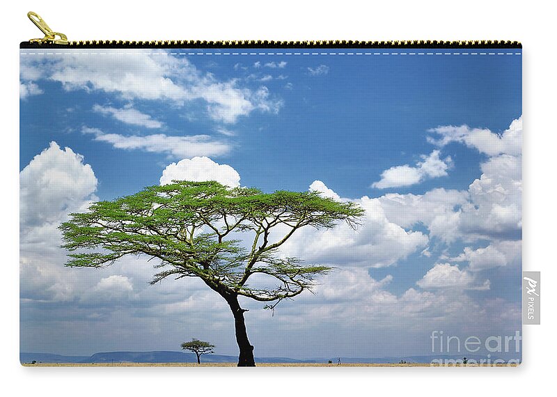 Scenics Zip Pouch featuring the photograph Umbrella Thorn Acacia On Serengeti by Adam Jones