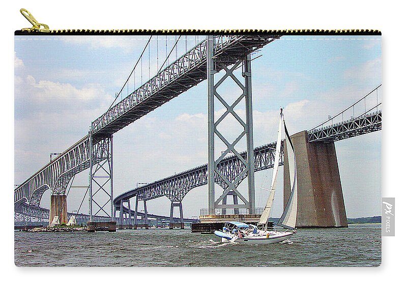 Sailing Carry-all Pouch featuring the photograph Under the Bay Bridges by Minnie Gallman
