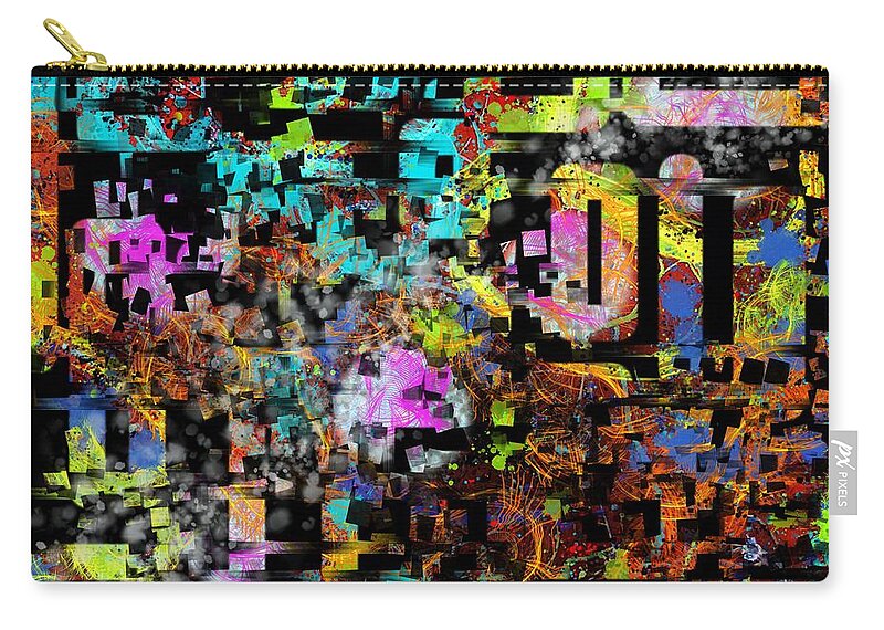 Modern Abstract Zip Pouch featuring the digital art Under The Sea Digital 1 by Joan Stratton