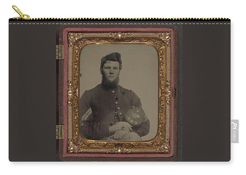 Man Zip Pouch featuring the painting Unidentified soldier in Union corporal's uniform holding Company B, 15th New Hampshire Volunteers ke by Celestial Images