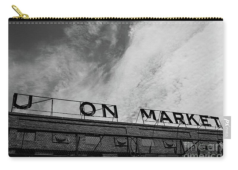 2019 Zip Pouch featuring the photograph Union Market The Original Sign Washington DC by Edward Fielding