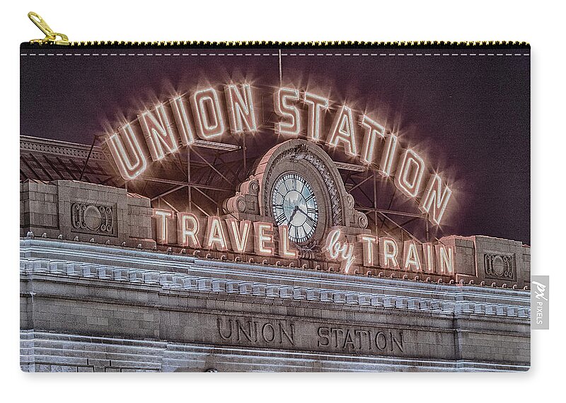 Denver Zip Pouch featuring the photograph Union Station Denver #3 by Stephen Stookey