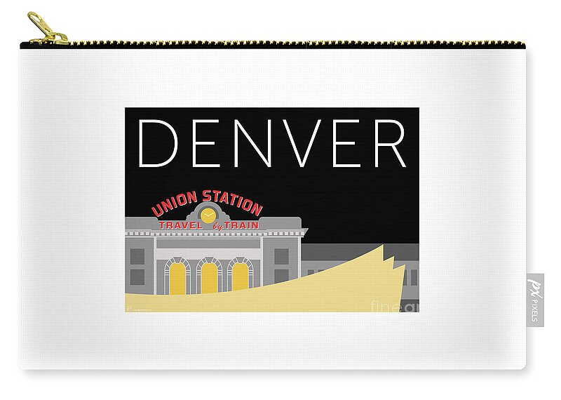 Denver Zip Pouch featuring the digital art Union Station Night by Sam Brennan