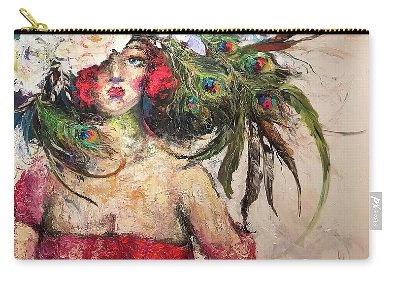 Hats Zip Pouch featuring the painting Untitled by Heather Roddy
