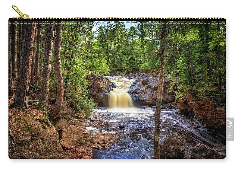 Waterfall Zip Pouch featuring the photograph Upper Amnicon Falls by Susan Rissi Tregoning