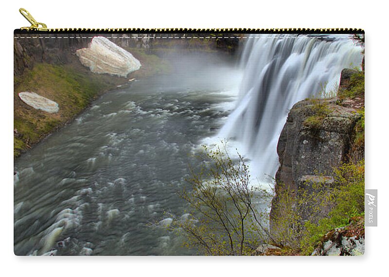 Mesa Falls Zip Pouch featuring the photograph Upper Mesa Falls Portrait by Adam Jewell