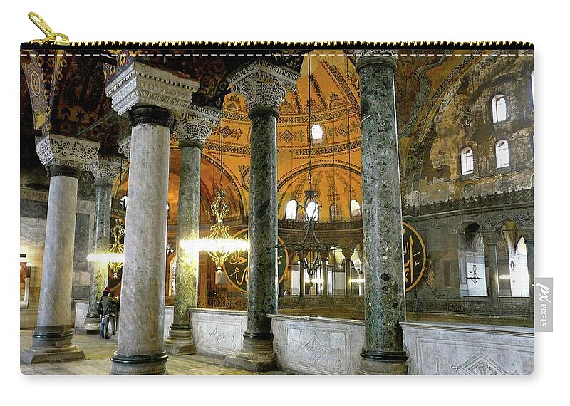 Istanbul Zip Pouch featuring the photograph Upstair Galleries by Cute Kitten Images