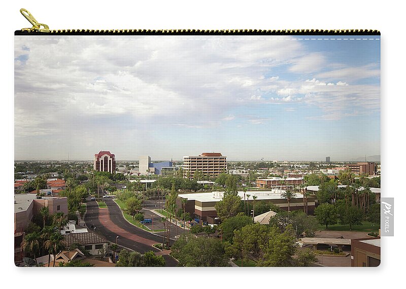 Arizona Zip Pouch featuring the photograph Urban Mesa Arizona Aerial View Of City by Terryfic3d