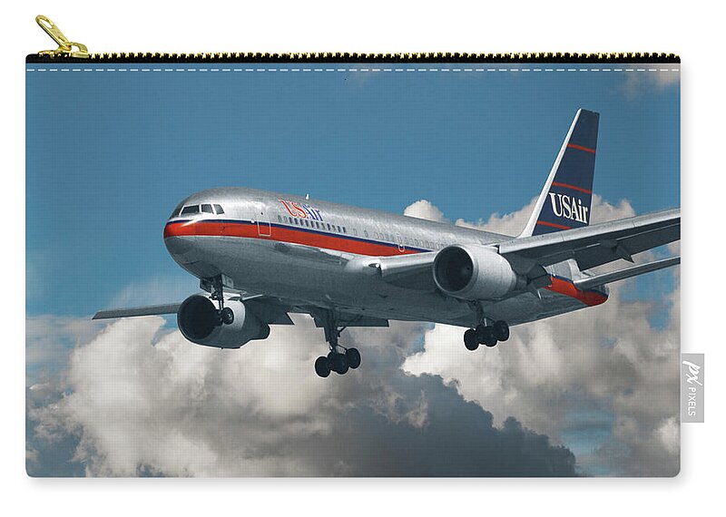 Us Air Zip Pouch featuring the photograph US Air Boeing 767-200 by Erik Simonsen