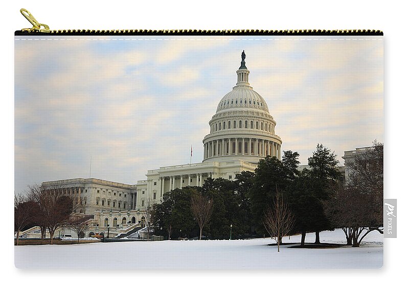Dawn Zip Pouch featuring the photograph Us Capital by Tongshan
