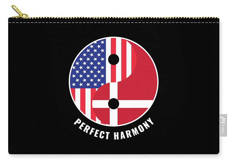 Danish American Zip Pouch featuring the digital art USA Denmark Ying Yang Heritage for Proud Danish American Biracial American Roots Culture Descendents by Martin Hicks