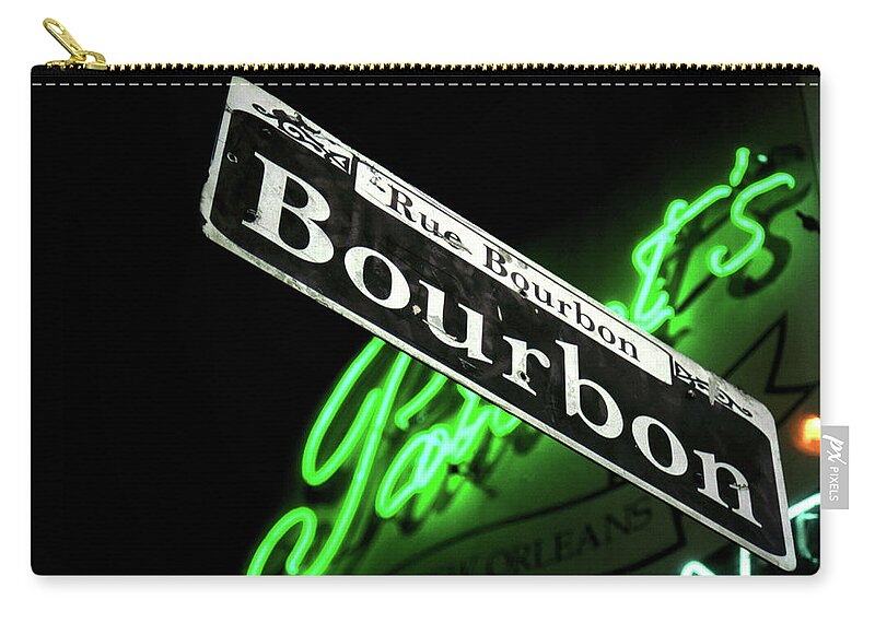 Black Color Zip Pouch featuring the photograph Usa, Louisiana, New Orleans, Bourbon by John Foxx