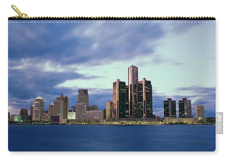 Lake Michigan Zip Pouch featuring the photograph Usa, Michigan, Detroit Skyline by Vladimir Pcholkin