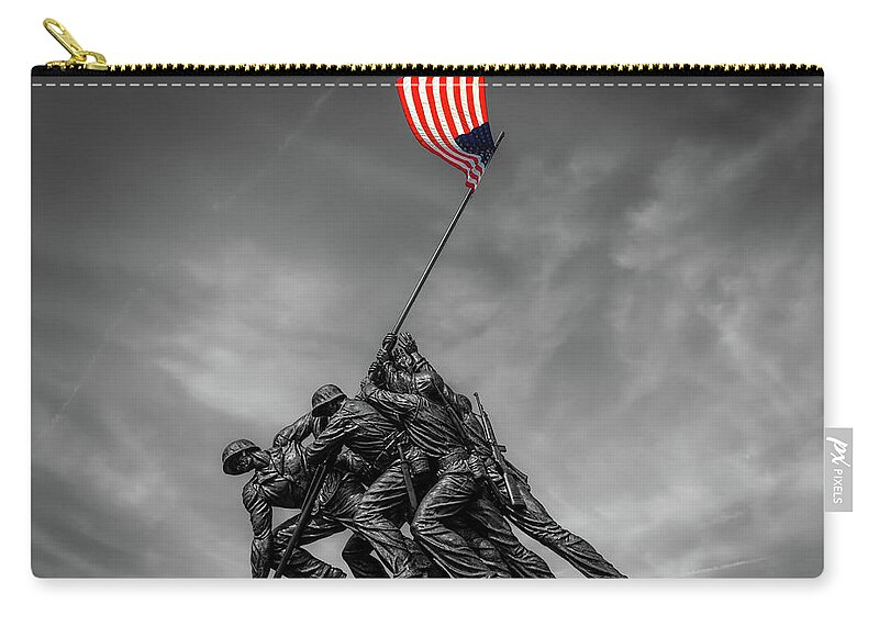 Arlington Zip Pouch featuring the photograph USMC War Memorial 5 by Bill Chizek