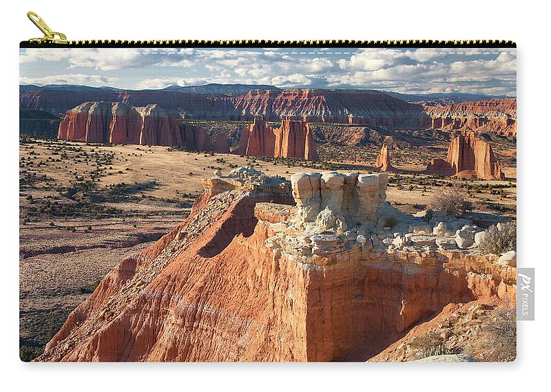 Estock Zip Pouch featuring the digital art Utah, Capitol Reef National Park, Upper Cathedral Valley by Massimo Ripani
