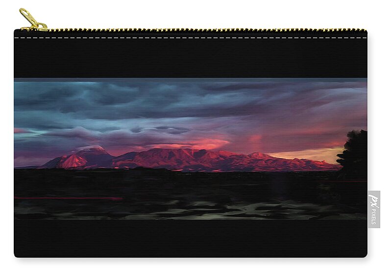 Ute Mountain Zip Pouch featuring the mixed media Ute Mountain, October Sky by Jonathan Thompson