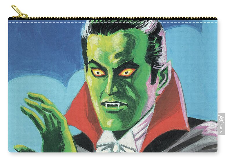 Afraid Zip Pouch featuring the drawing Vampire with a Bat Shadow by CSA Images