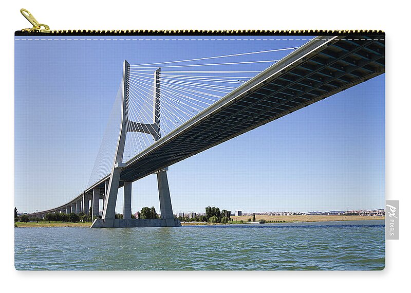 Long Zip Pouch featuring the photograph Vasco Da Gama Contemporary Cable-stayed by Alanphillips