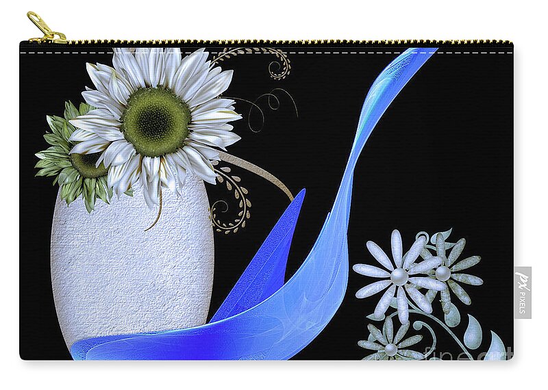 Vase Zip Pouch featuring the mixed media Vase and Swan by Elaine Manley