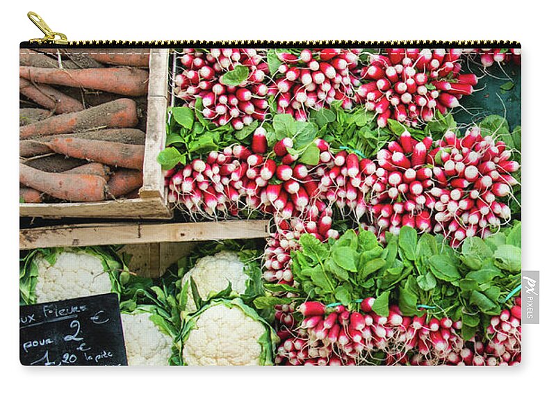 Retail Zip Pouch featuring the photograph Vegetables - Radish Carrots Cauliflower by A J Withey