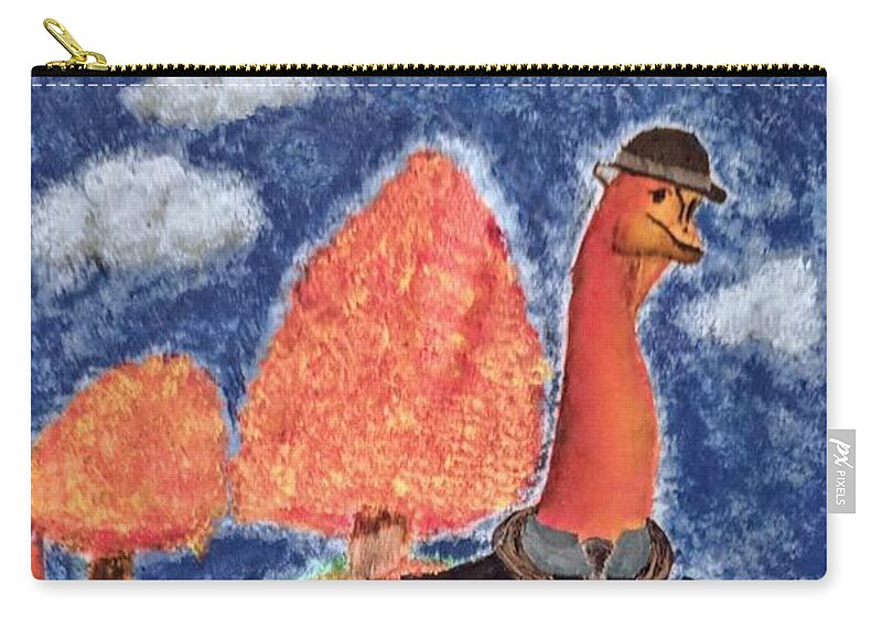 Dinosaur Zip Pouch featuring the painting Veloci-saurus by Misty Morehead