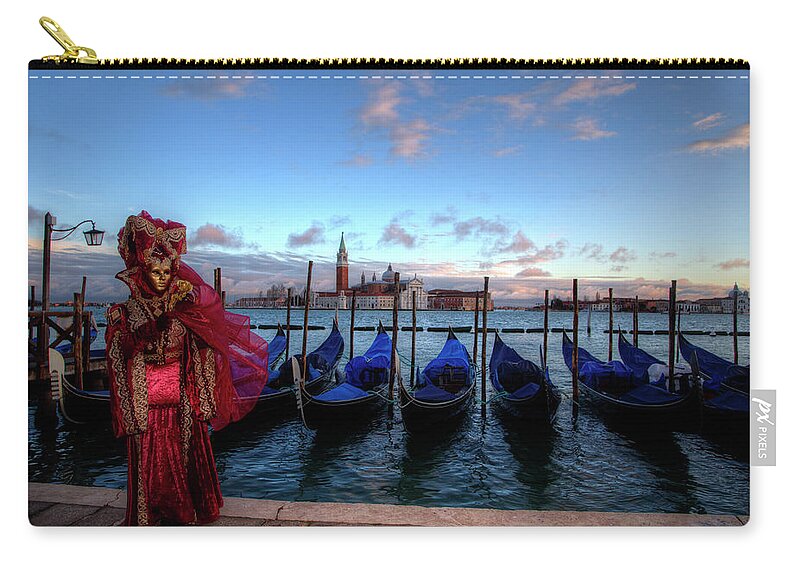 People Zip Pouch featuring the photograph Venice At Carnival by Darrell Gulin