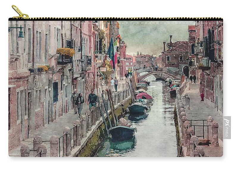 City Zip Pouch featuring the digital art Venice Canal by Phil Perkins