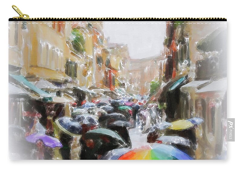 Paintograph Zip Pouch featuring the painting Venice in the Rain by Chris Armytage