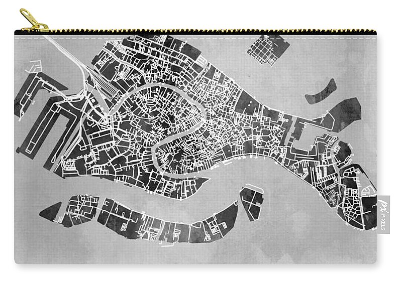 Venice Carry-all Pouch featuring the digital art Venice Italy City Map by Michael Tompsett