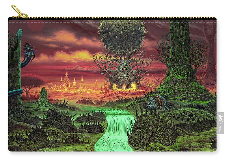 Hellscape Zip Pouch featuring the painting Venomous Cascade by Mark Cooper