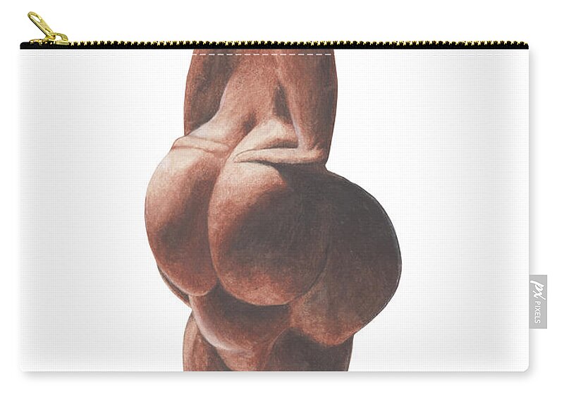 Venus Zip Pouch featuring the drawing Venus de Lespugue by Nikita Coulombe