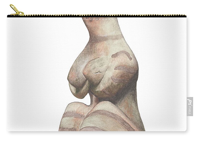Venus Zip Pouch featuring the drawing Venus of Tell Halaf by Nikita Coulombe