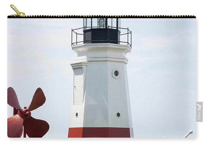 Water's Edge Zip Pouch featuring the photograph Vermillion Lighthouse by Westhoff