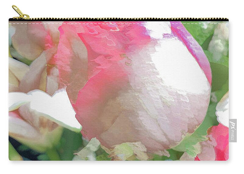 Abstract Zip Pouch featuring the photograph Vertical Pink Rose Abstract by Phillip Rubino